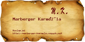 Marberger Karméla névjegykártya